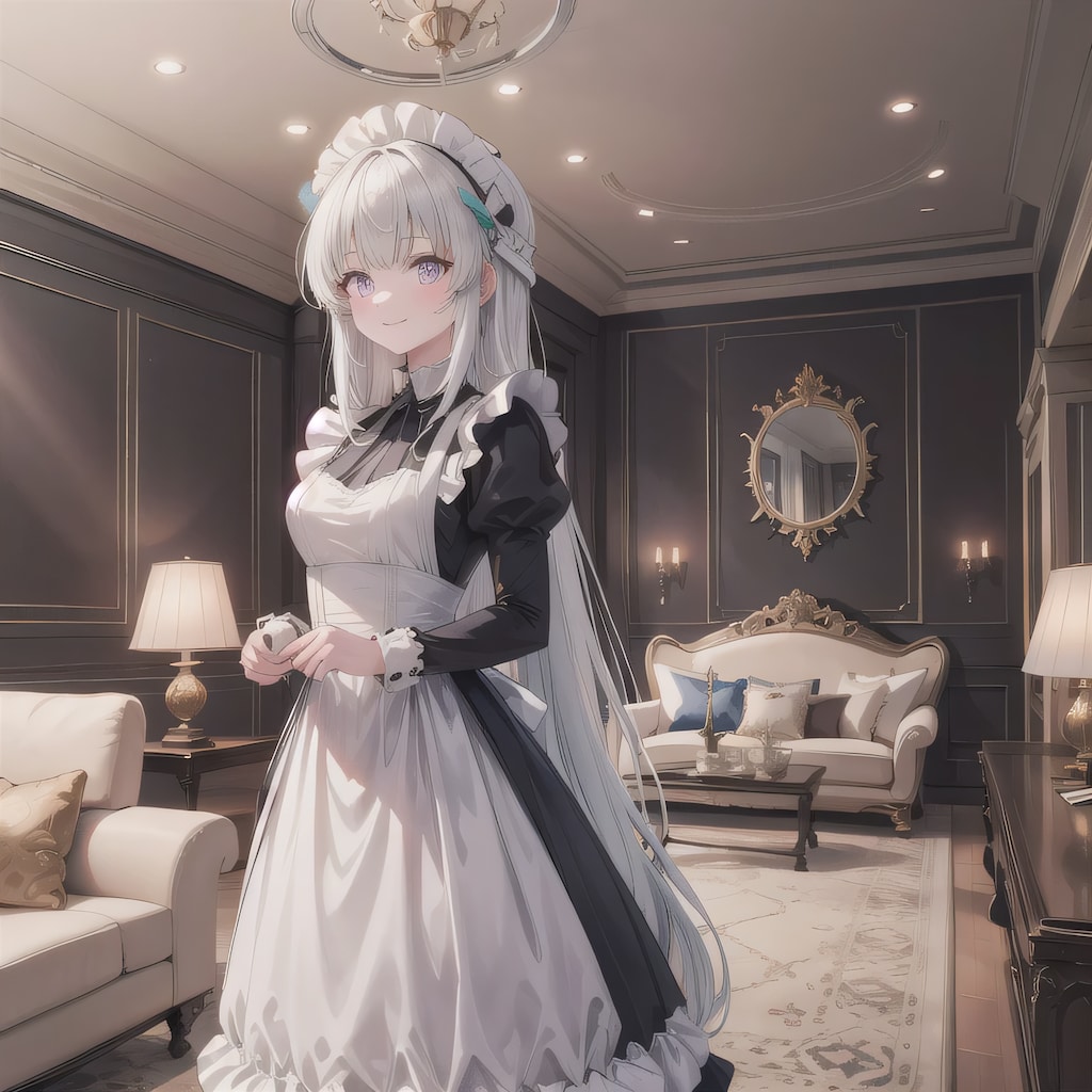 白髪ロングでメイド服の少女１１