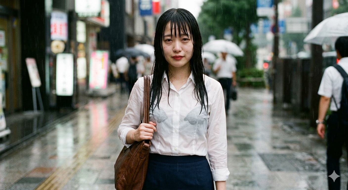 大雨のOL