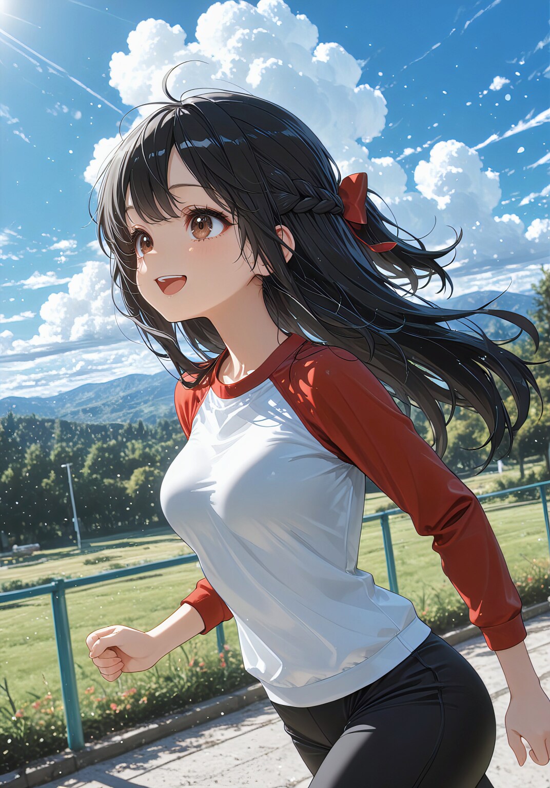 青空の下を走るラグラン姿
