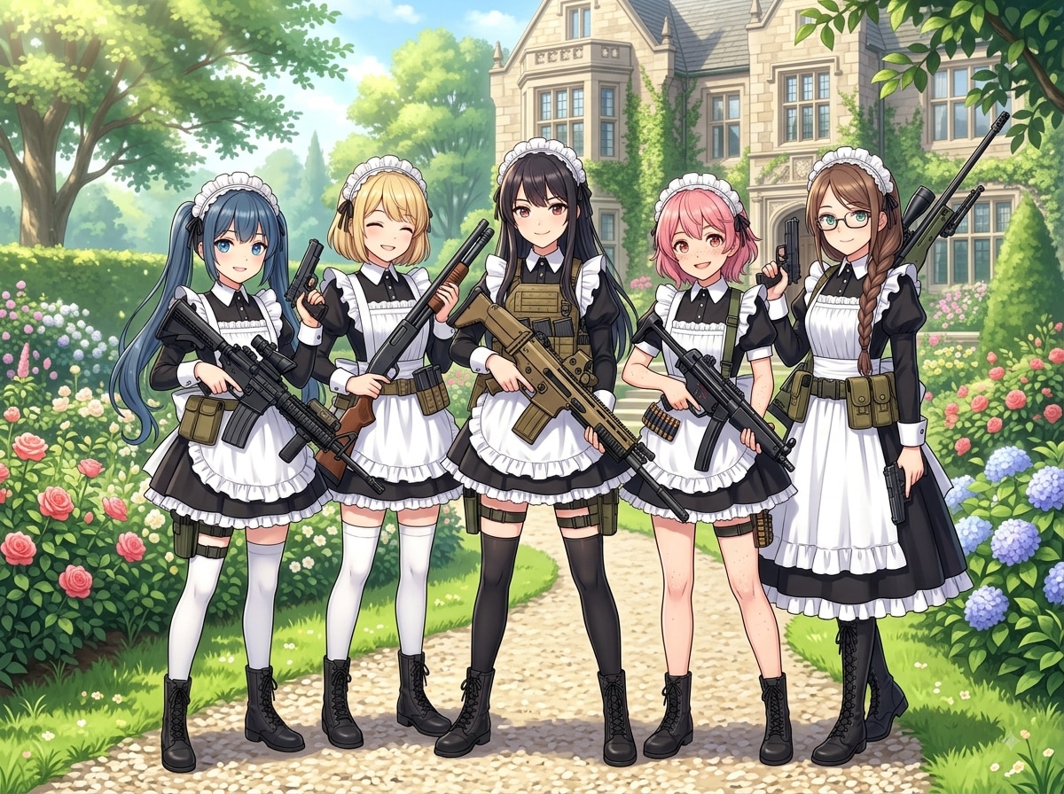 お屋敷付き武装メイド隊 | の人気AIイラスト・グラビア
