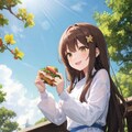 公園でサンドイッチもぐもぐなごみちゃん🥪♡ 2枚目