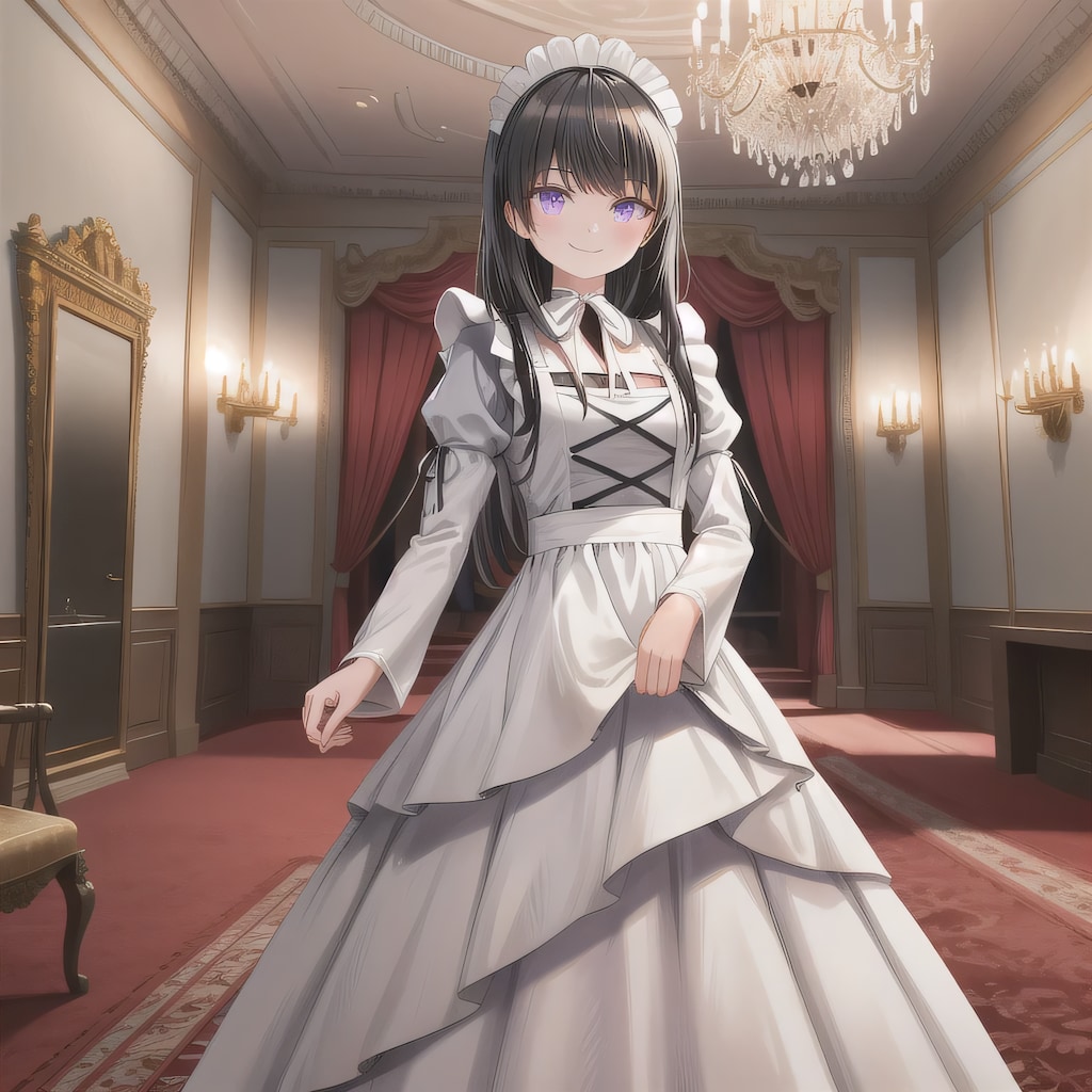 黒髪ロングでメイド服の少女３８