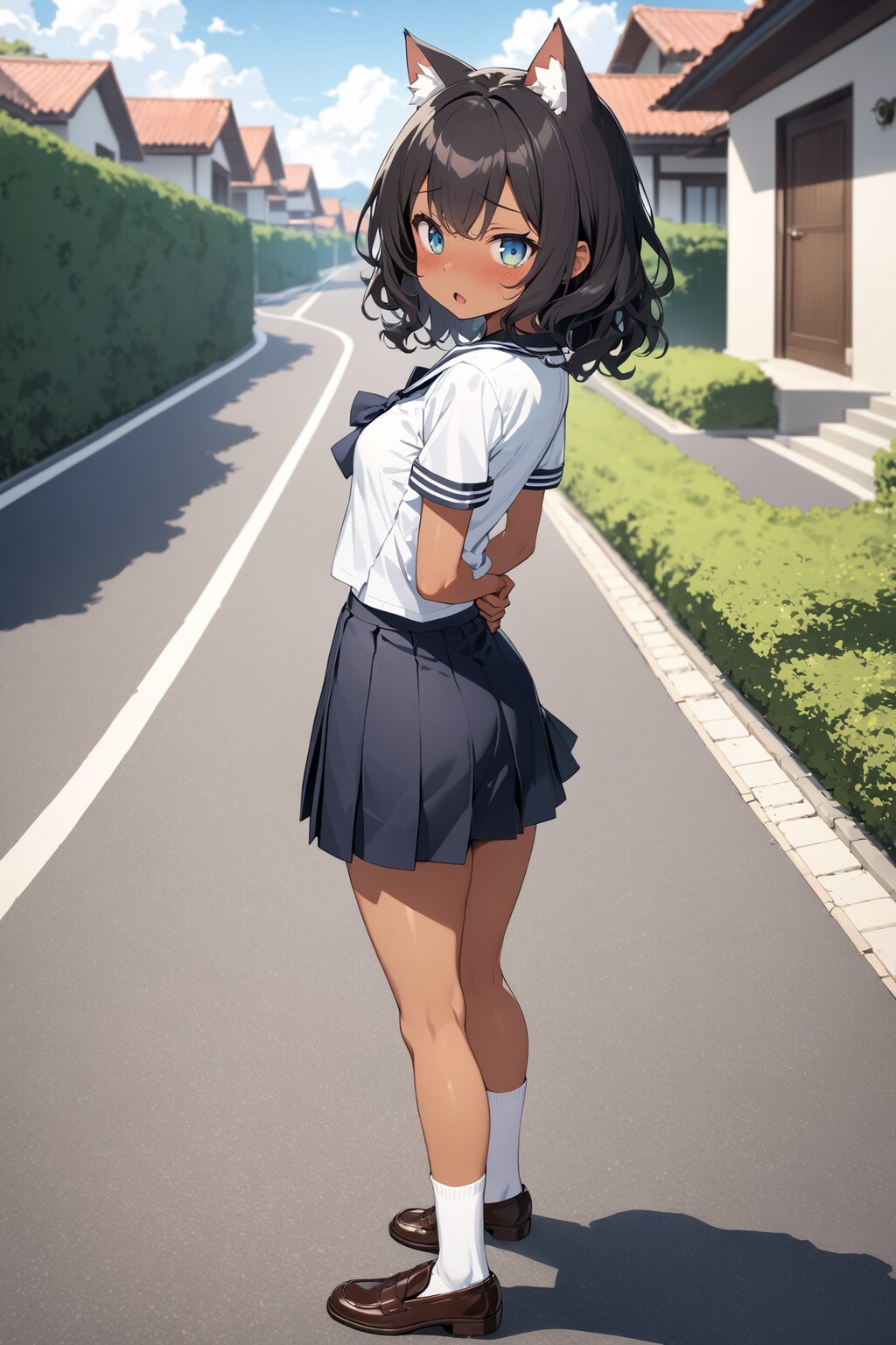 通学中のネコミミ娘 Y911