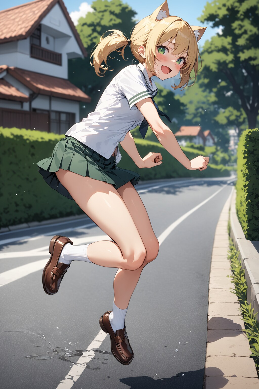 通学中のネコミミ娘 Y911