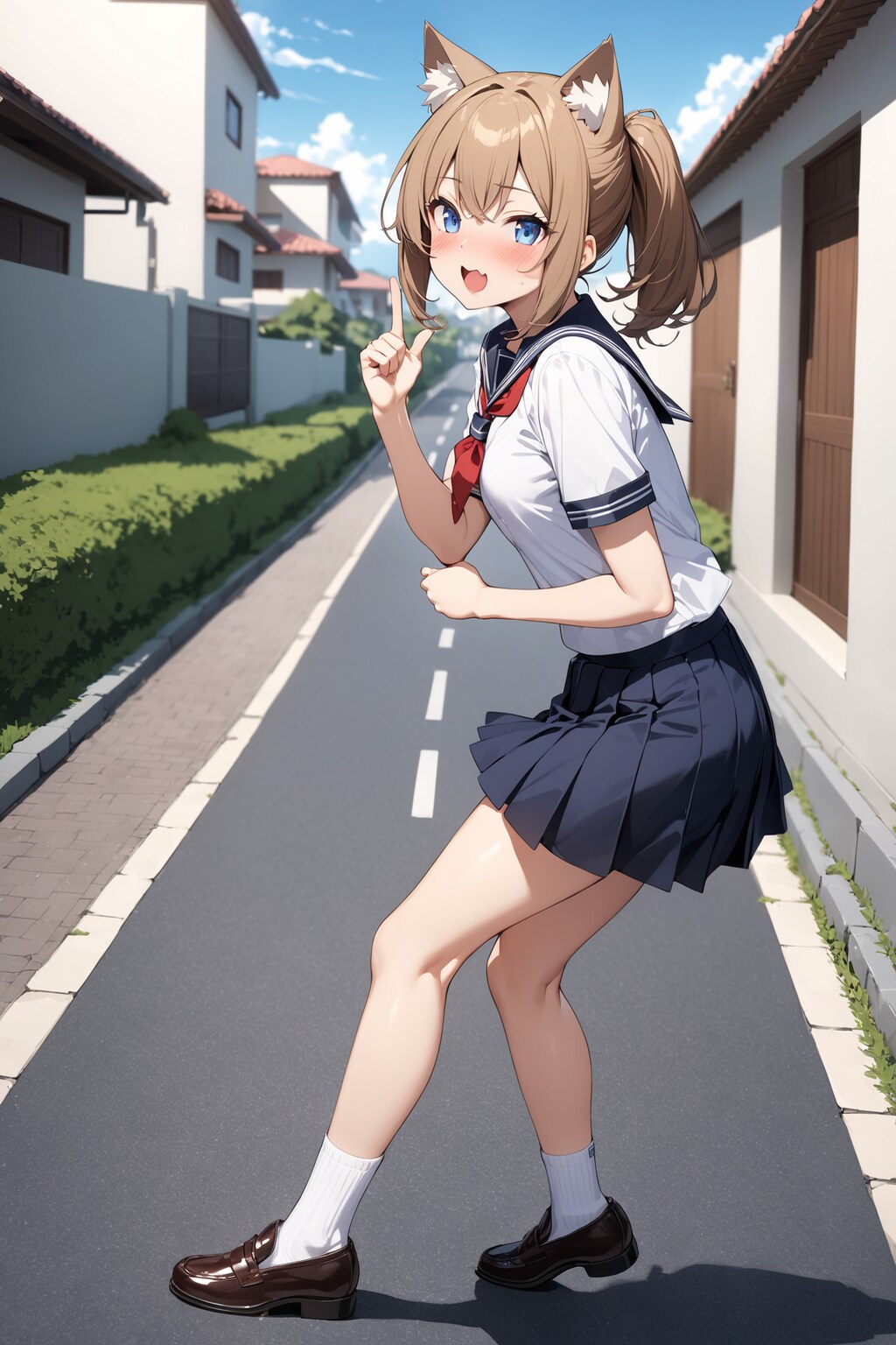 通学中のネコミミ娘 Y911