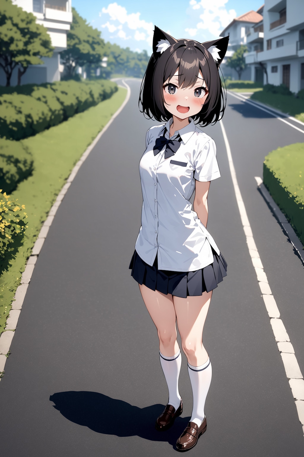 通学中のネコミミ娘 Y911