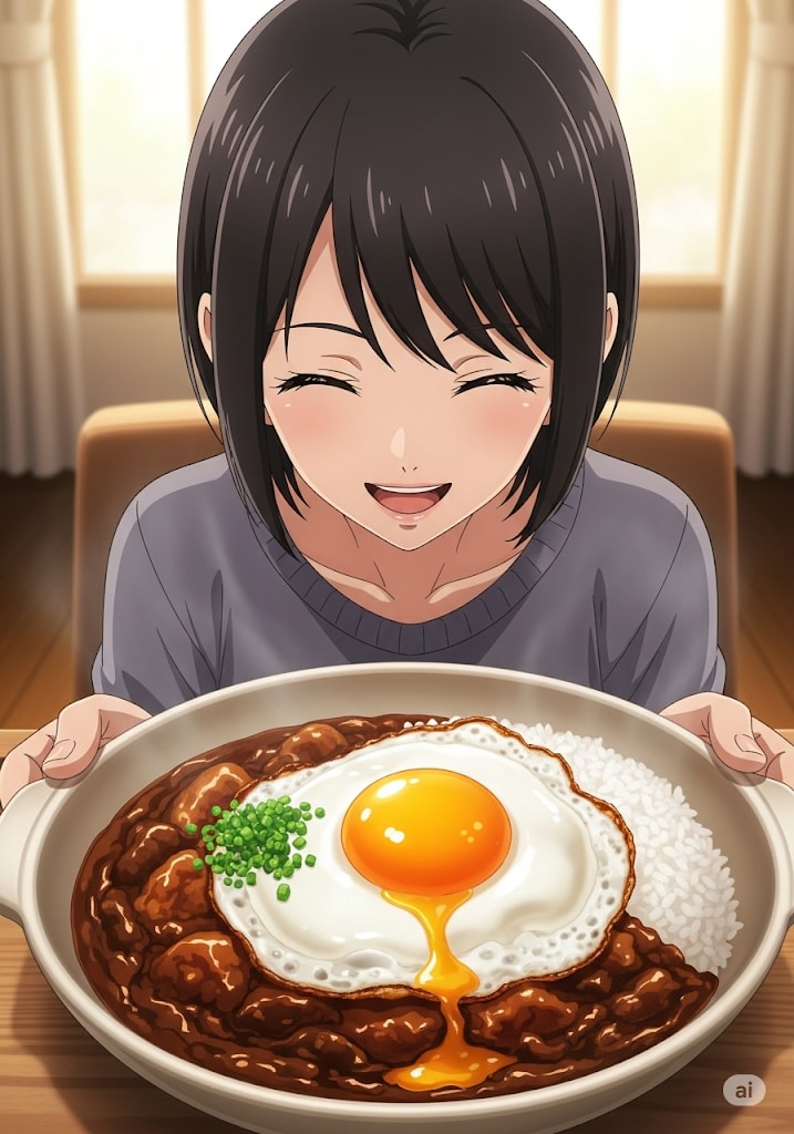 レトルトカレー、黄金の卵を添えて | の人気AIイラスト・グラビア