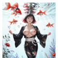 金魚と着物女性 12枚目