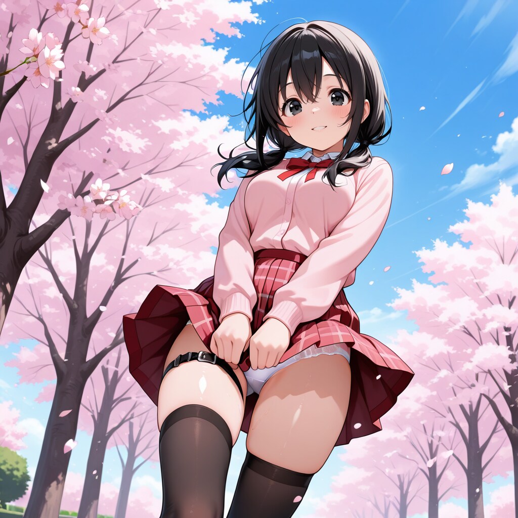 桜とパンチラ