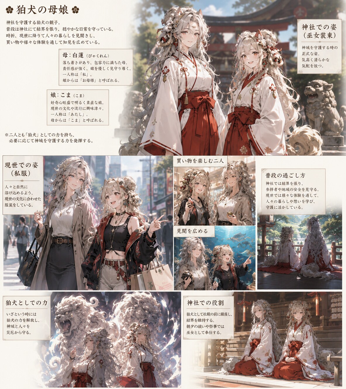 白蓮神社の狛犬巫女母娘