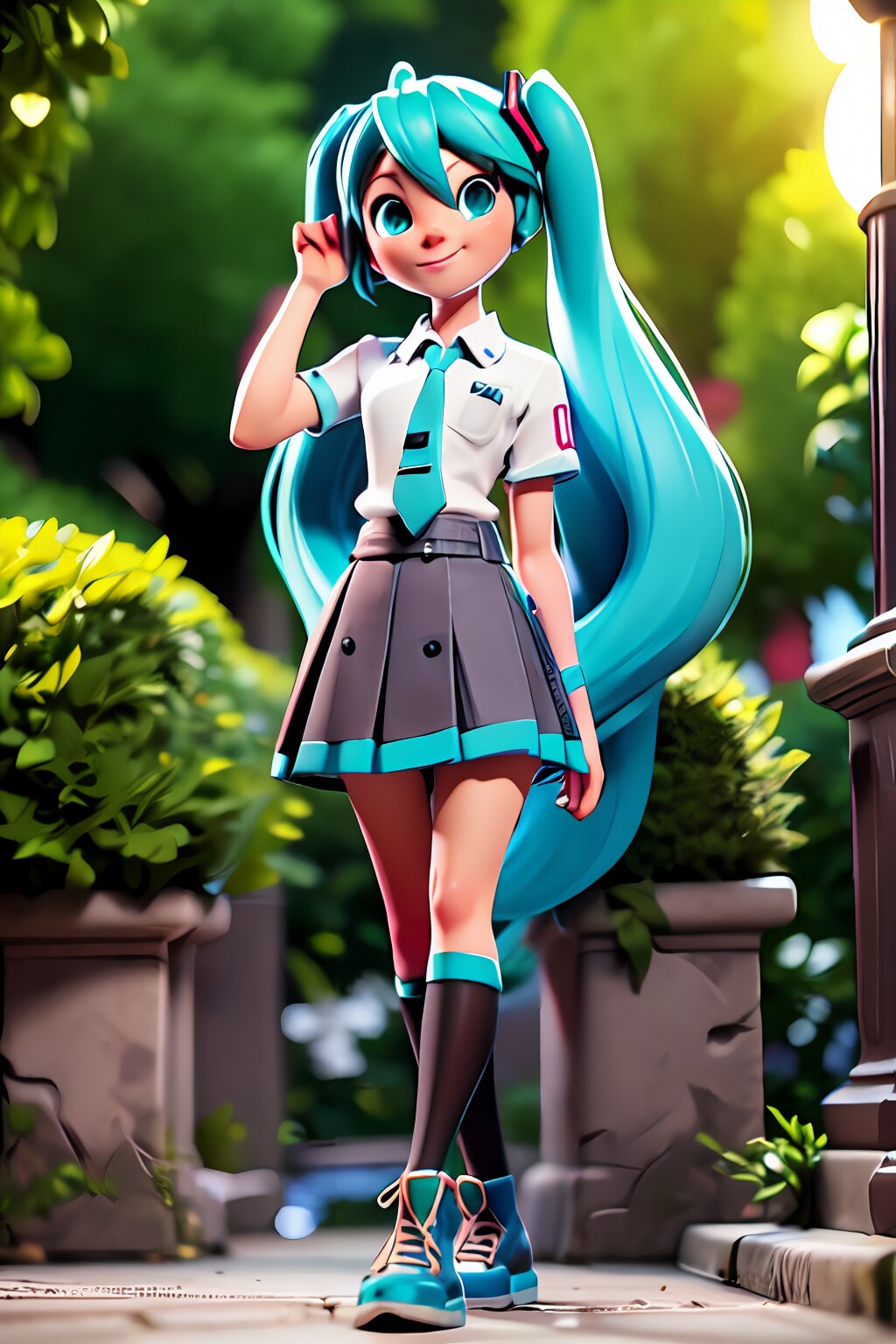 公園を散歩するミクさん