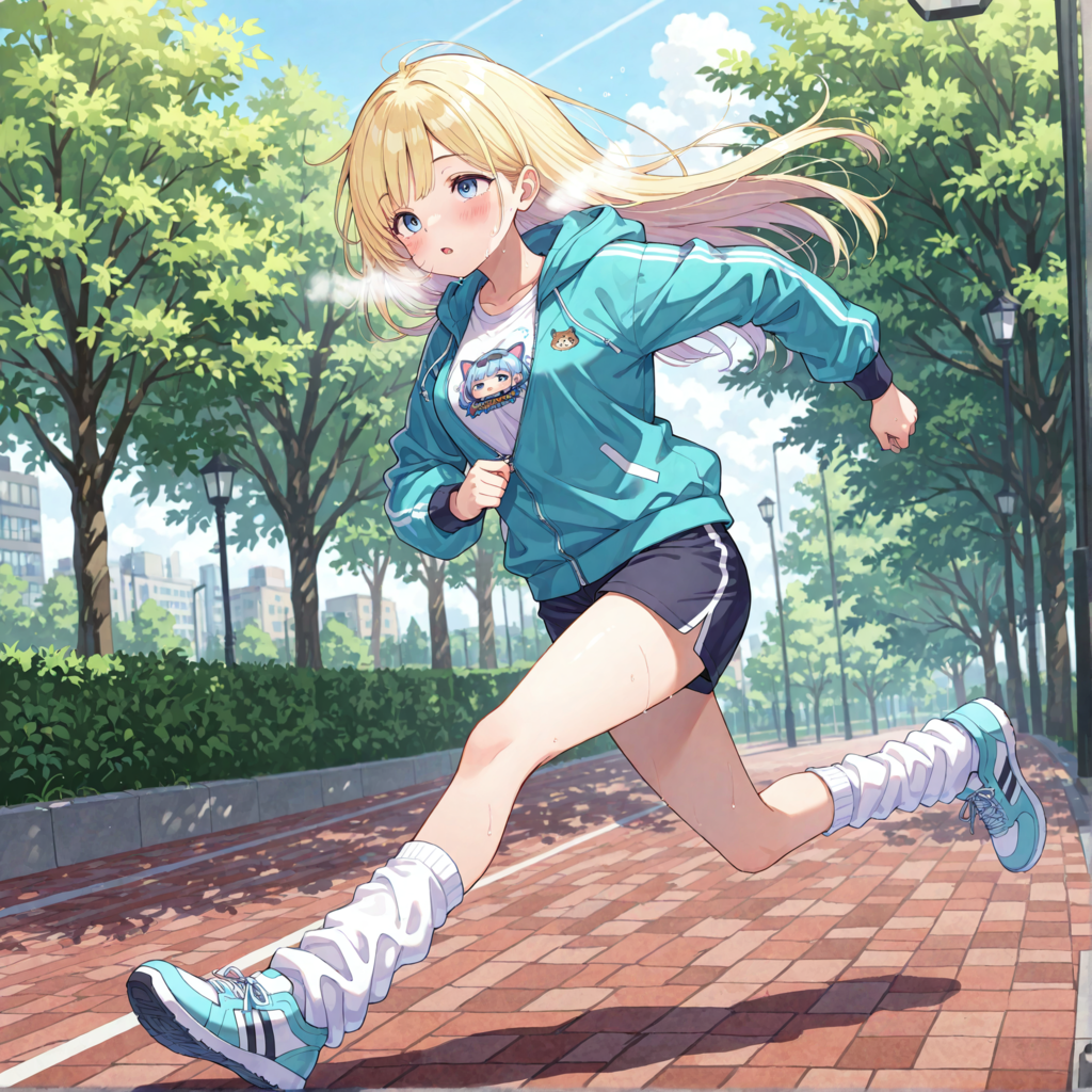 ランニング中の金髪のうちの子