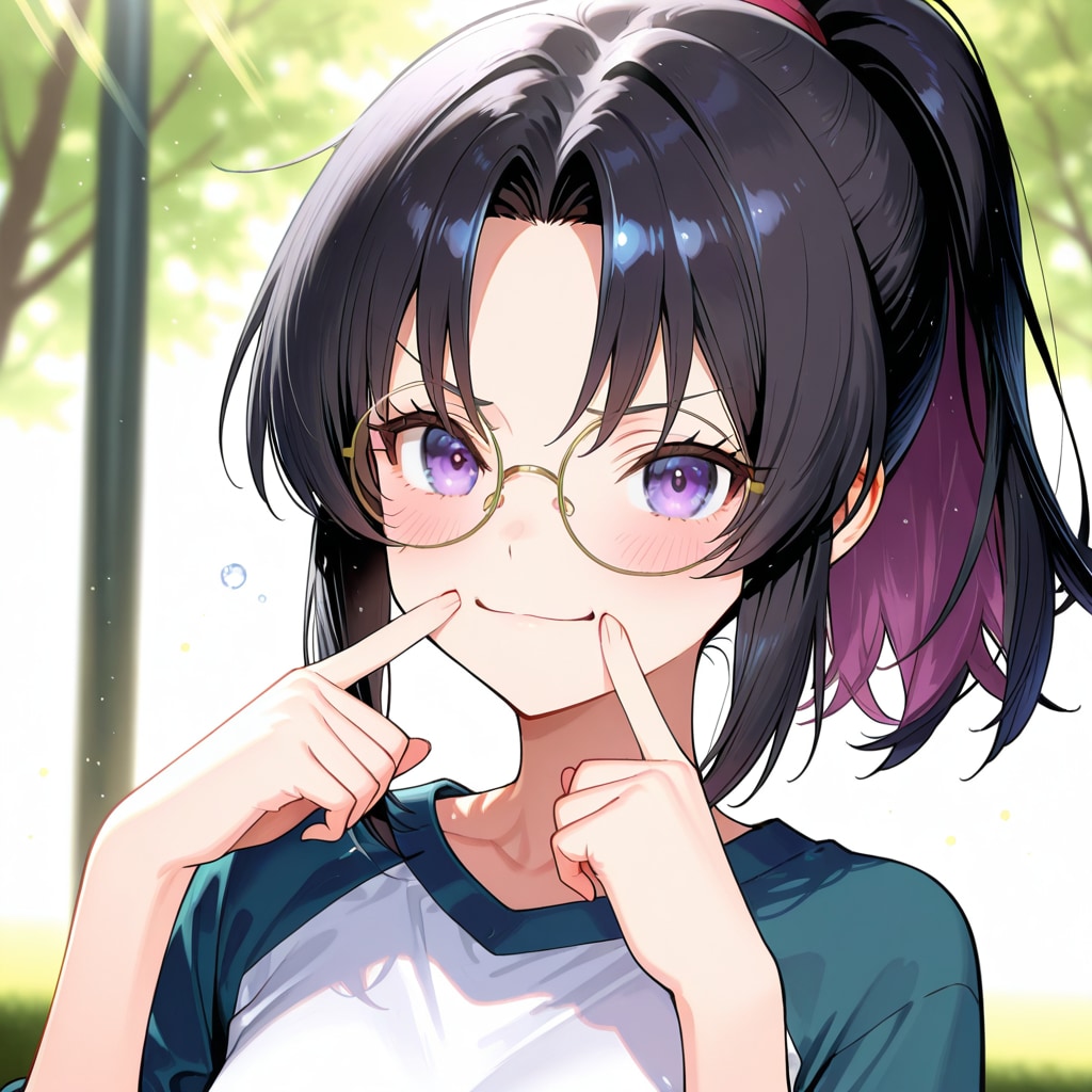 【うちの子御礼】ふうちゃんと指笑顔をする楓ちゃん