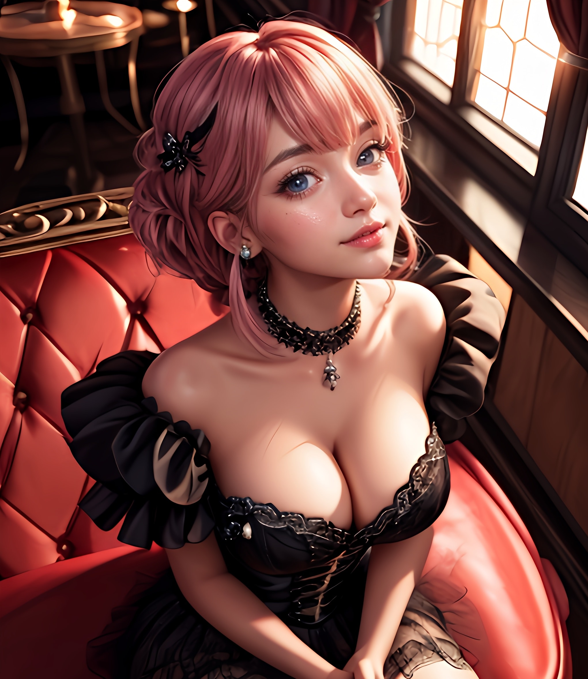 オフショル黒パフスリーブ