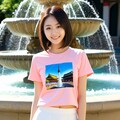 夏コーデ私服シリーズ『グラフィックTシャツとミディ丈Aラインスカート、キャンバス地のスリッポン』 3枚目