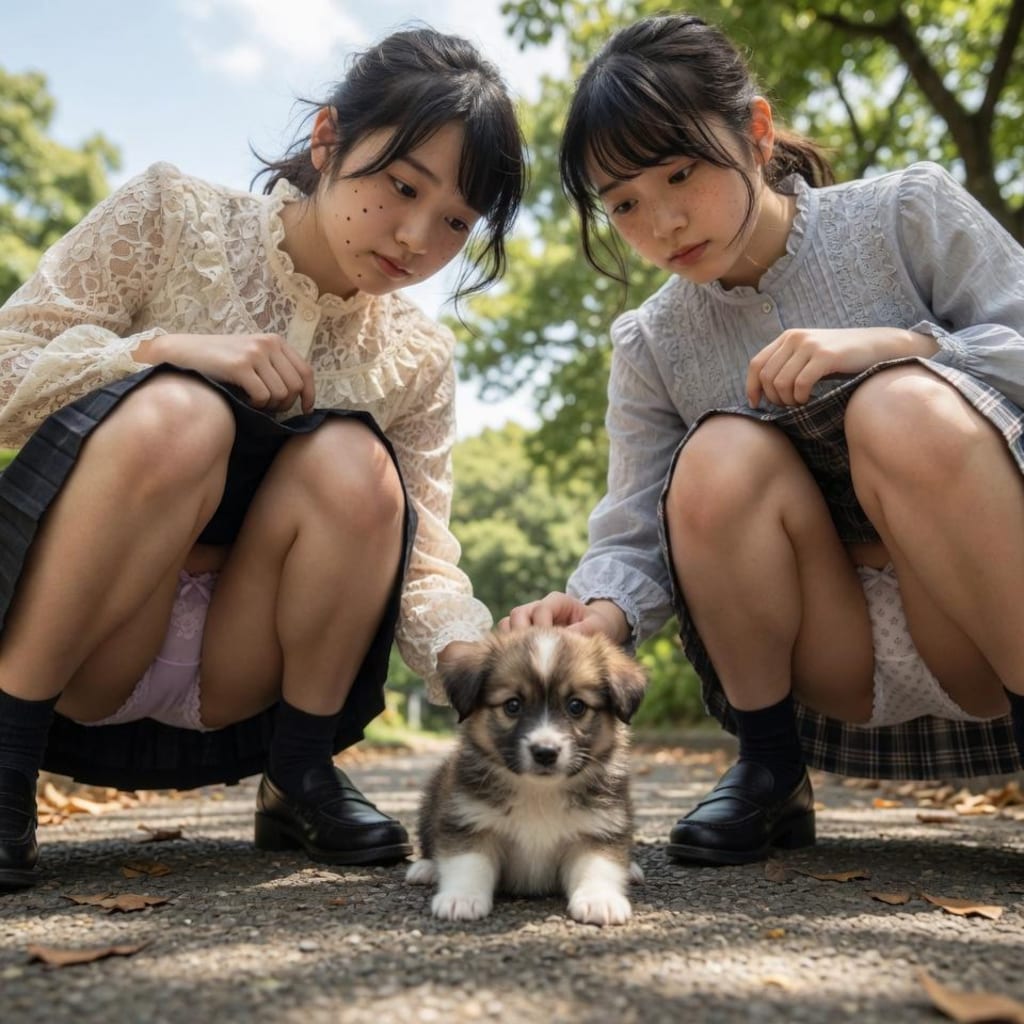 双子仔犬パンチラ　その②