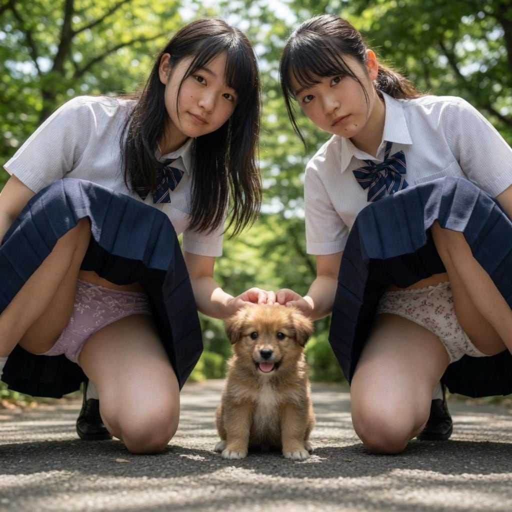 双子仔犬パンチラ　その②