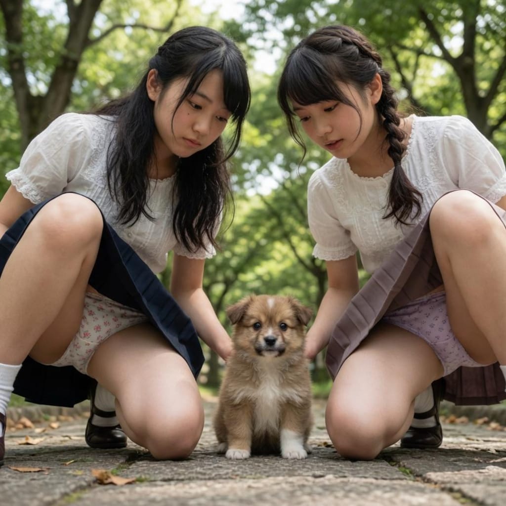 双子仔犬パンチラ　その②