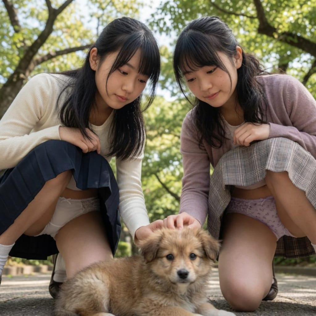 双子仔犬パンチラ　その②