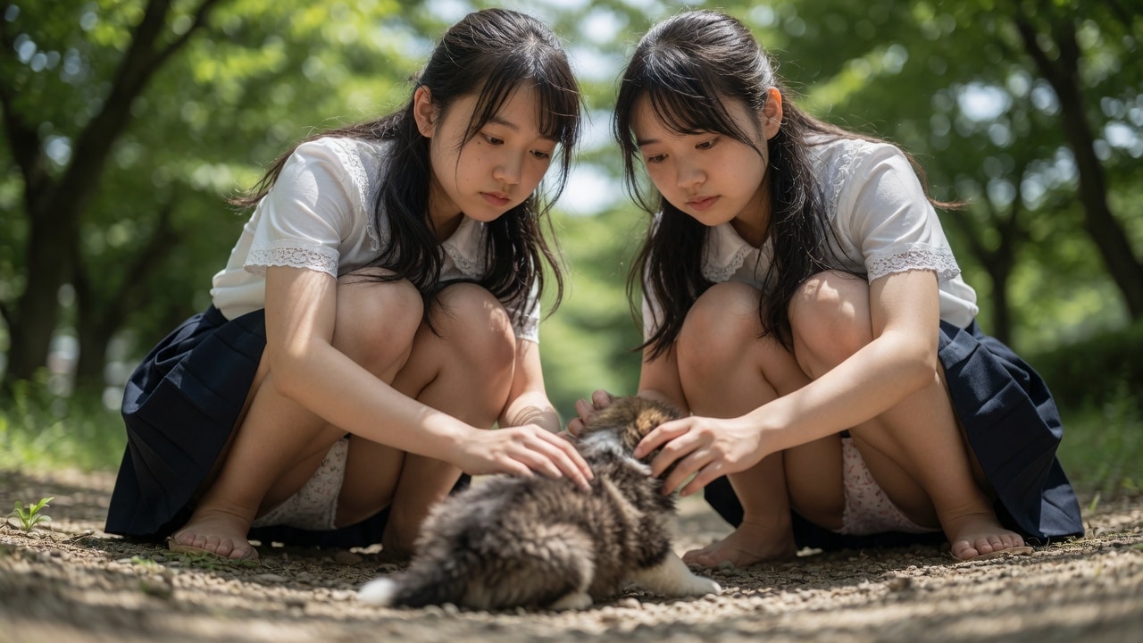 双子仔犬パンチラ　その②