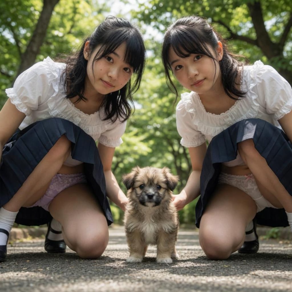 双子仔犬パンチラ　その②