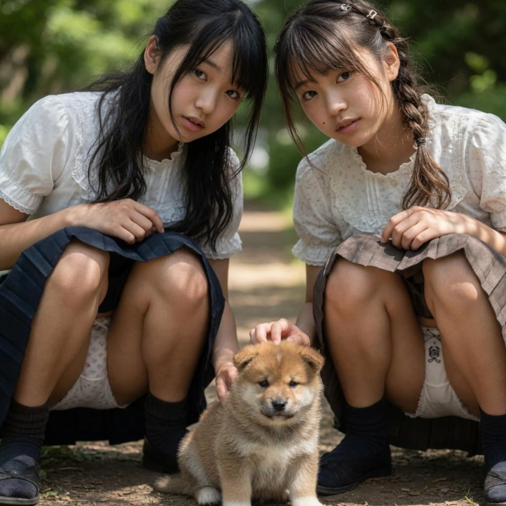 双子仔犬パンチラ　その②