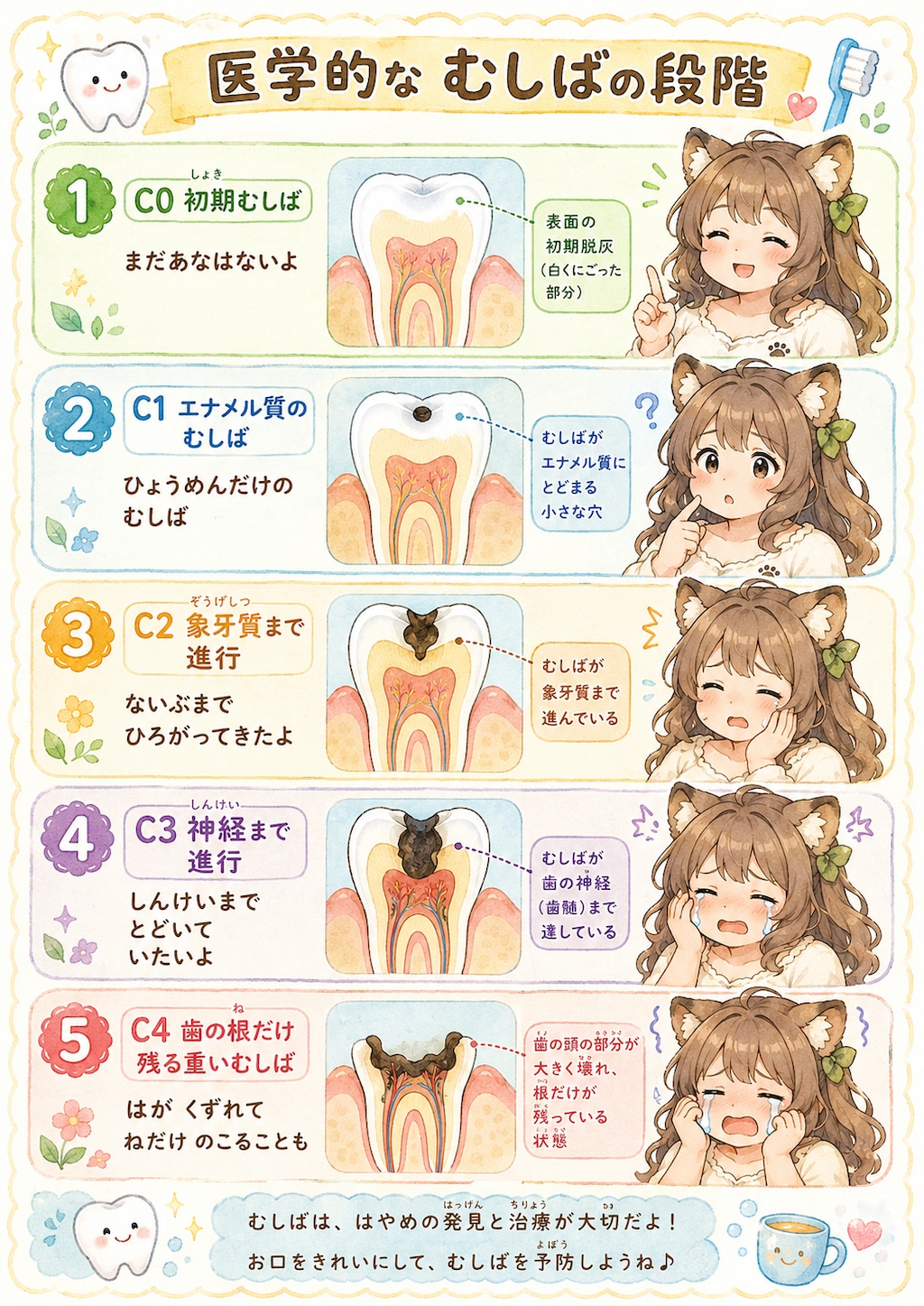 むちむちけものおねえさんと見る むしばの段階（医学的バージョン）