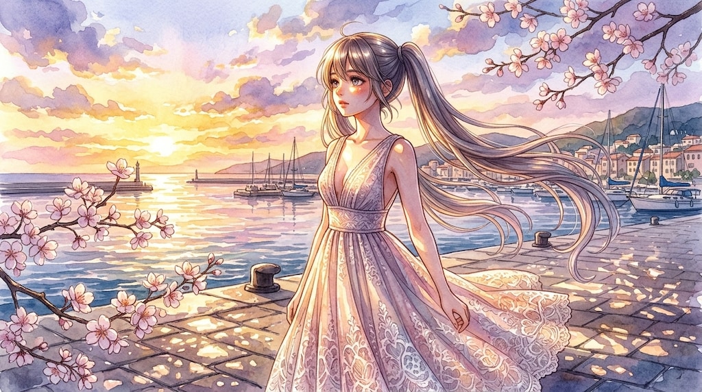 風に流れる髪ガーリー