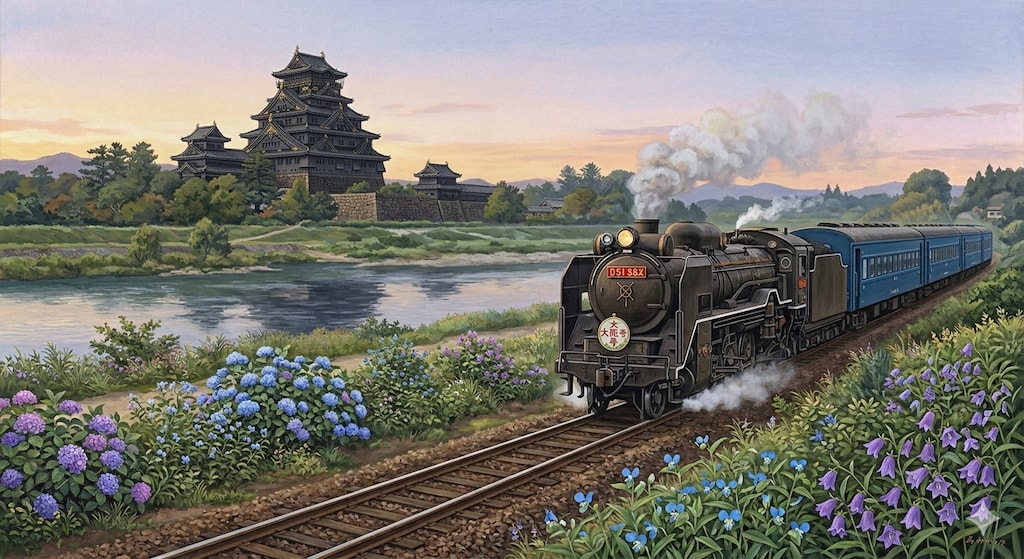 黒き大阪城（D51882牽引「大阪号」）