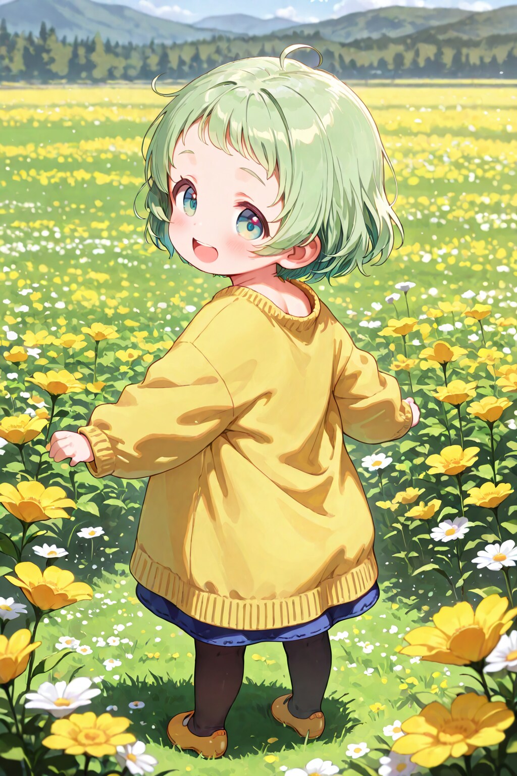 お花畑にピクニック