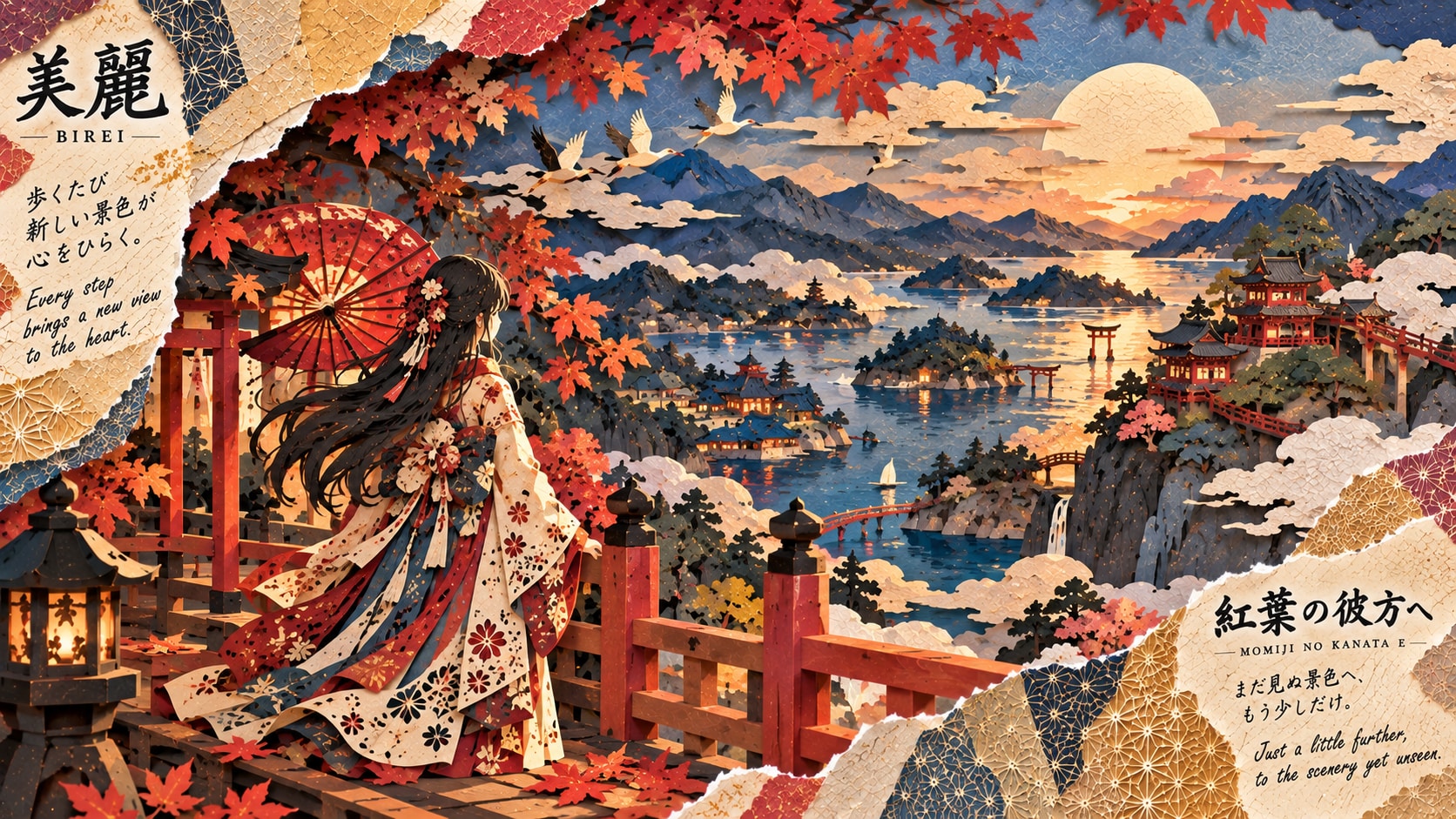 Beyond the Autumn Leaves: Just a Little Further to the Unseen Scenery  Set against a breathtaking au | の人気AIイラスト・グラビア