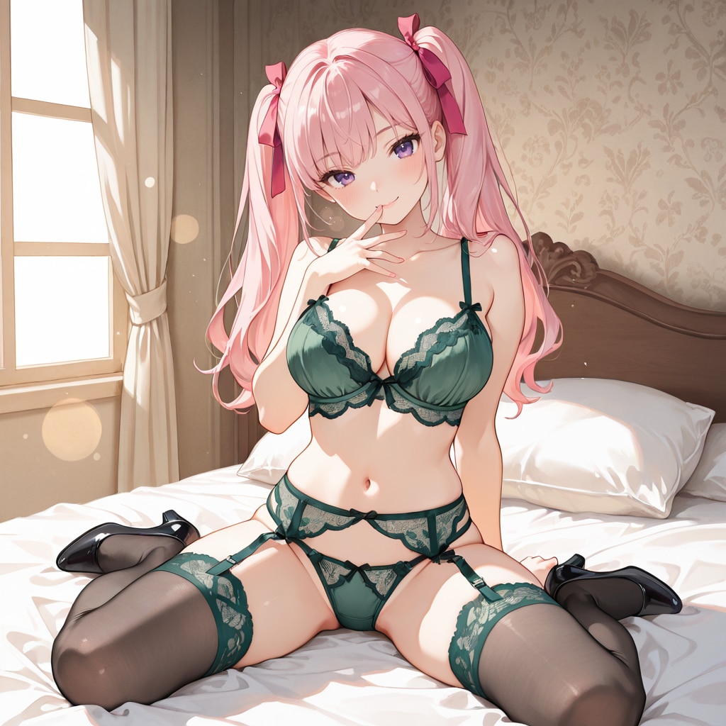 ひなちゃん、緑下着を着る