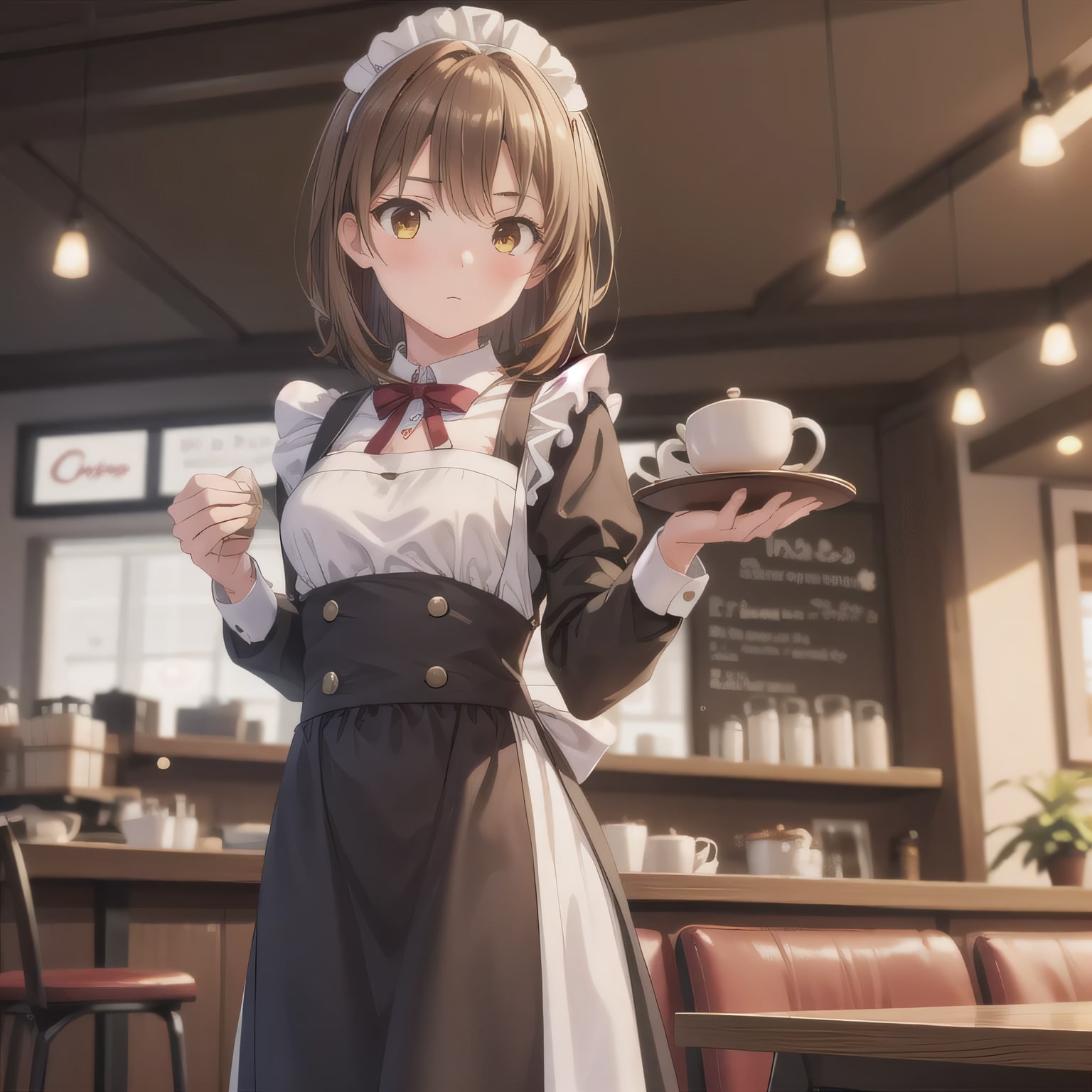 茶髪ボブでカフェの少女８ | の人気AIイラスト・グラビア