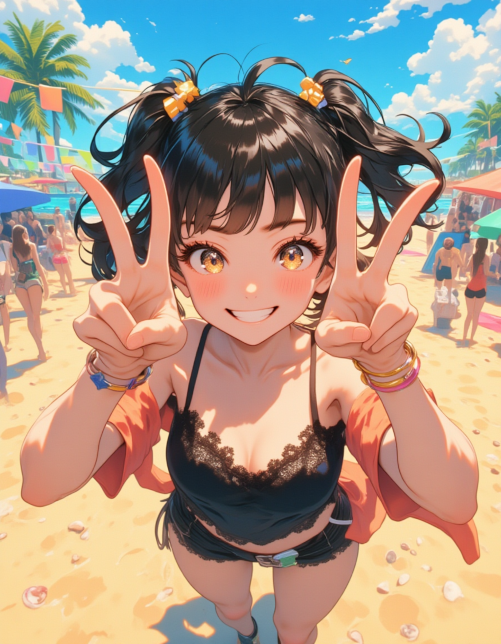 夏のピース！輝く笑顔