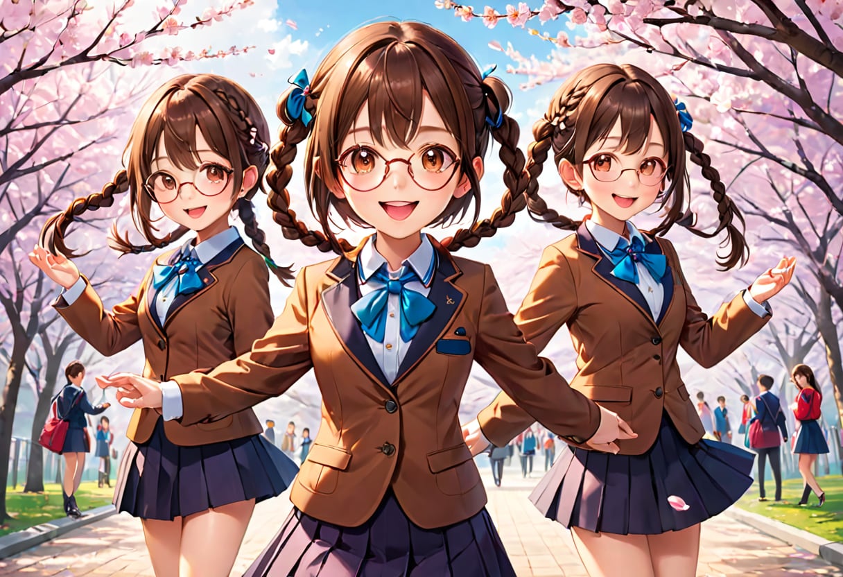 眼鏡三つ編みっ娘三つ子ちゃんたちの入学式