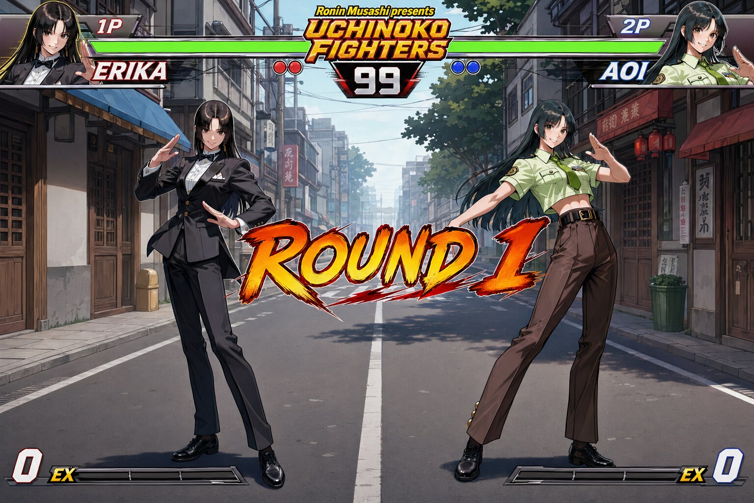 対戦格闘ゲーム　浪人武蔵企画ウチノコファイターズ