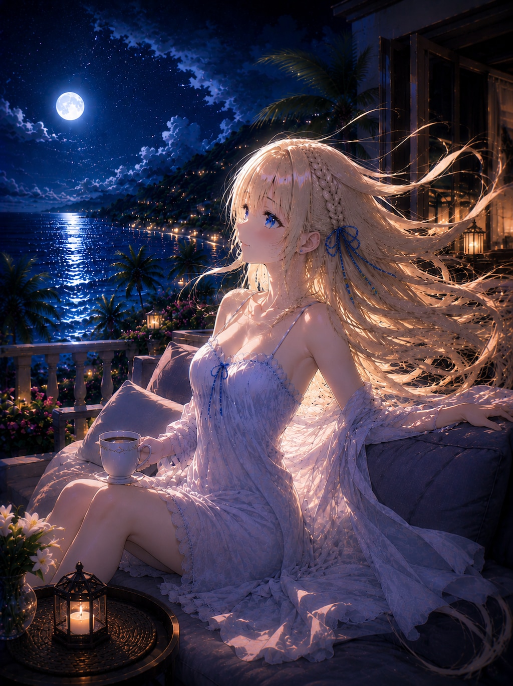 リゾート、星空企画「テラスで夜風を浴びて」