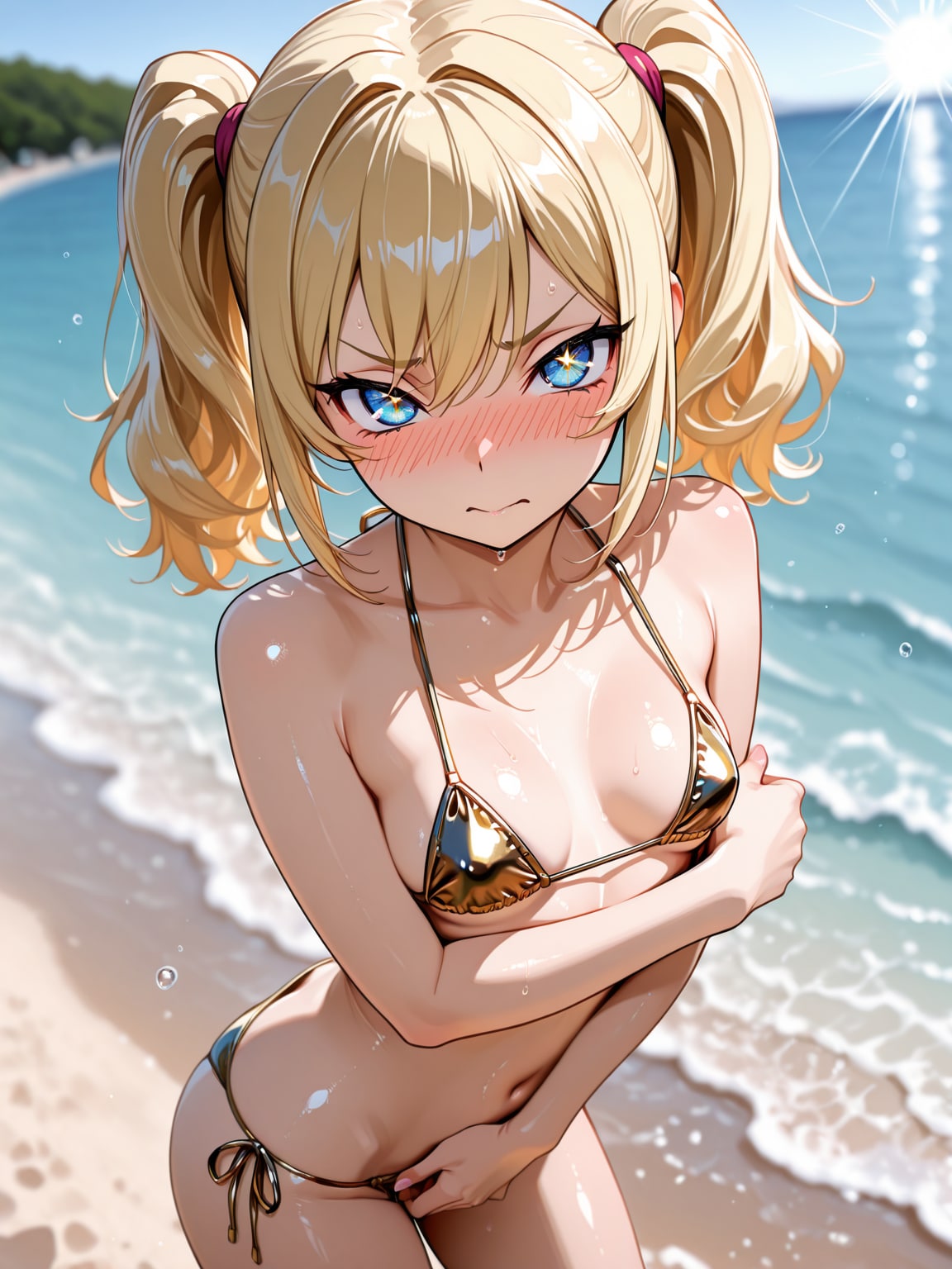 マイクロビキニを恥ずかしがる萌咲
