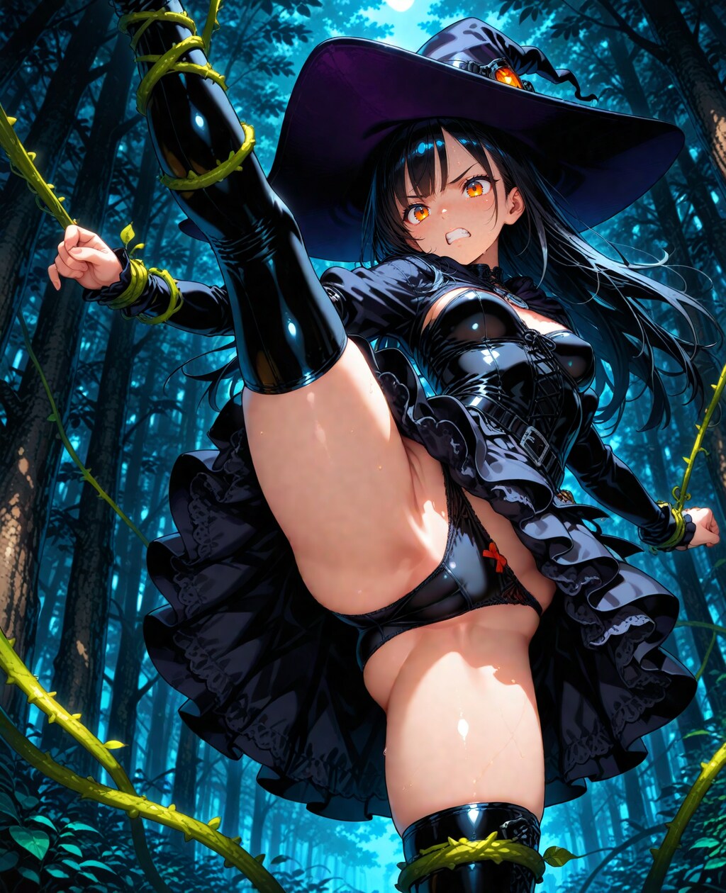 黒魔法少女・ツタに絡まれる