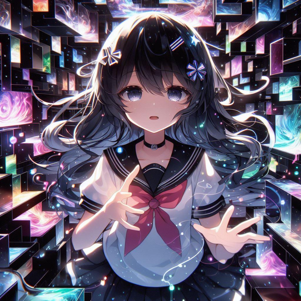 カラフルゲーミング世界と少女(5枚)