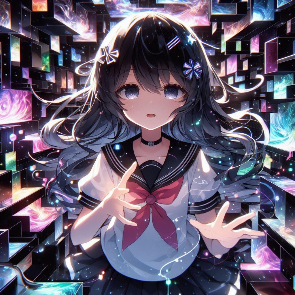 カラフルゲーミング世界と少女(5枚)