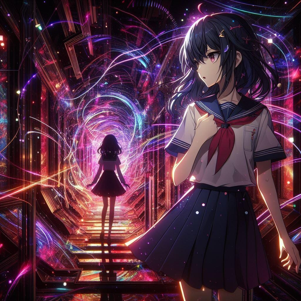 カラフルゲーミング世界と少女(5枚)
