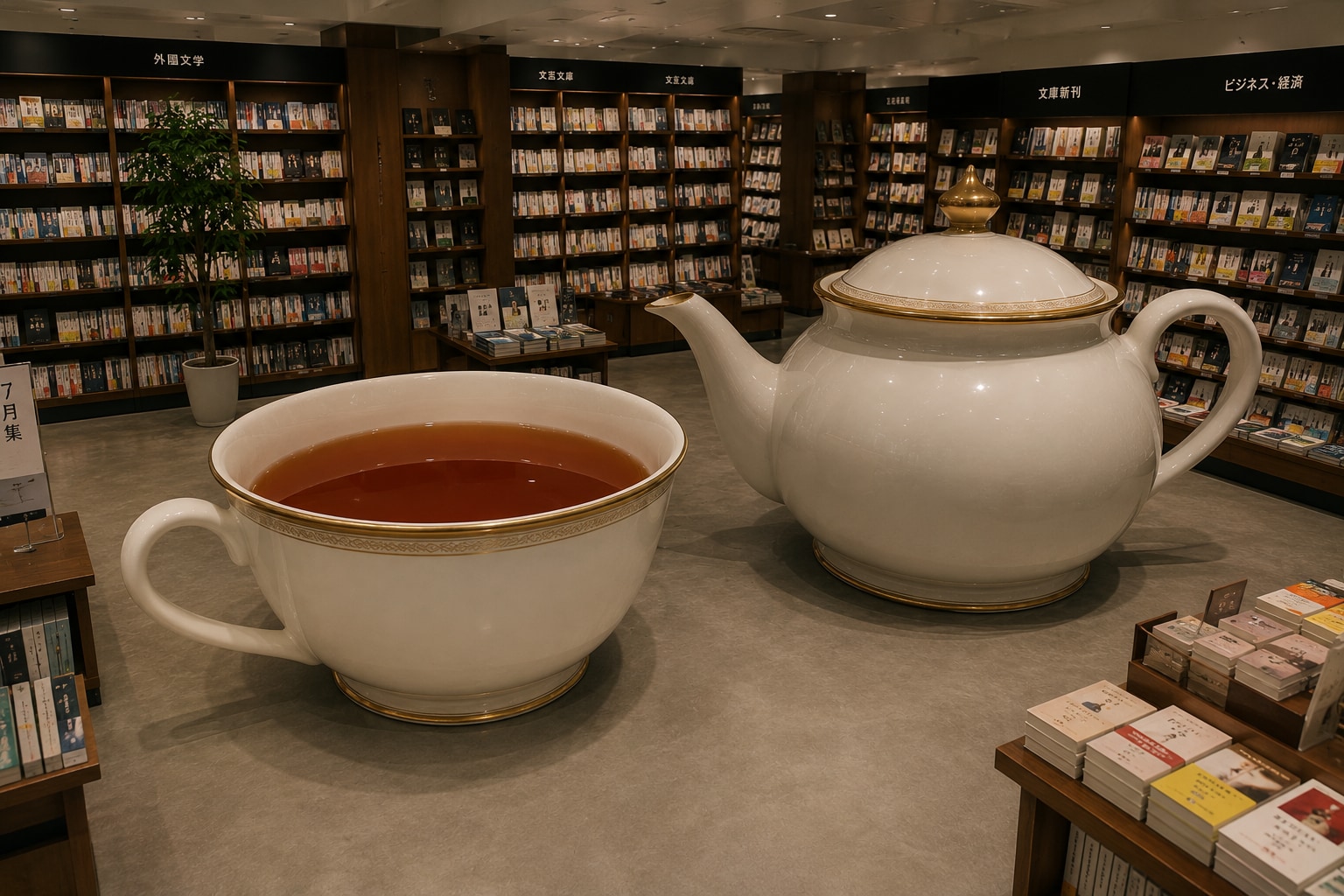本屋さんで優雅なティータイムを。