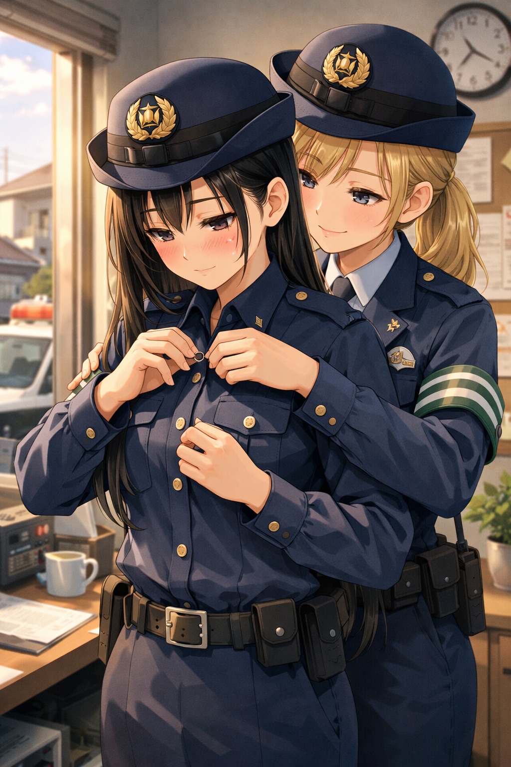 交番の朝、制服のボタン（女性警察官の日　03）