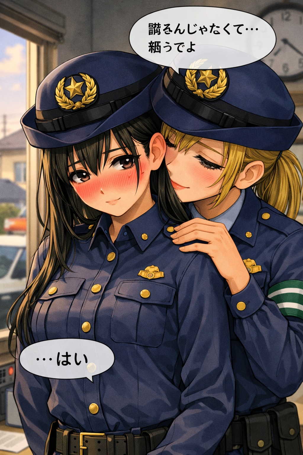 交番の朝、制服のボタン（女性警察官の日　03）