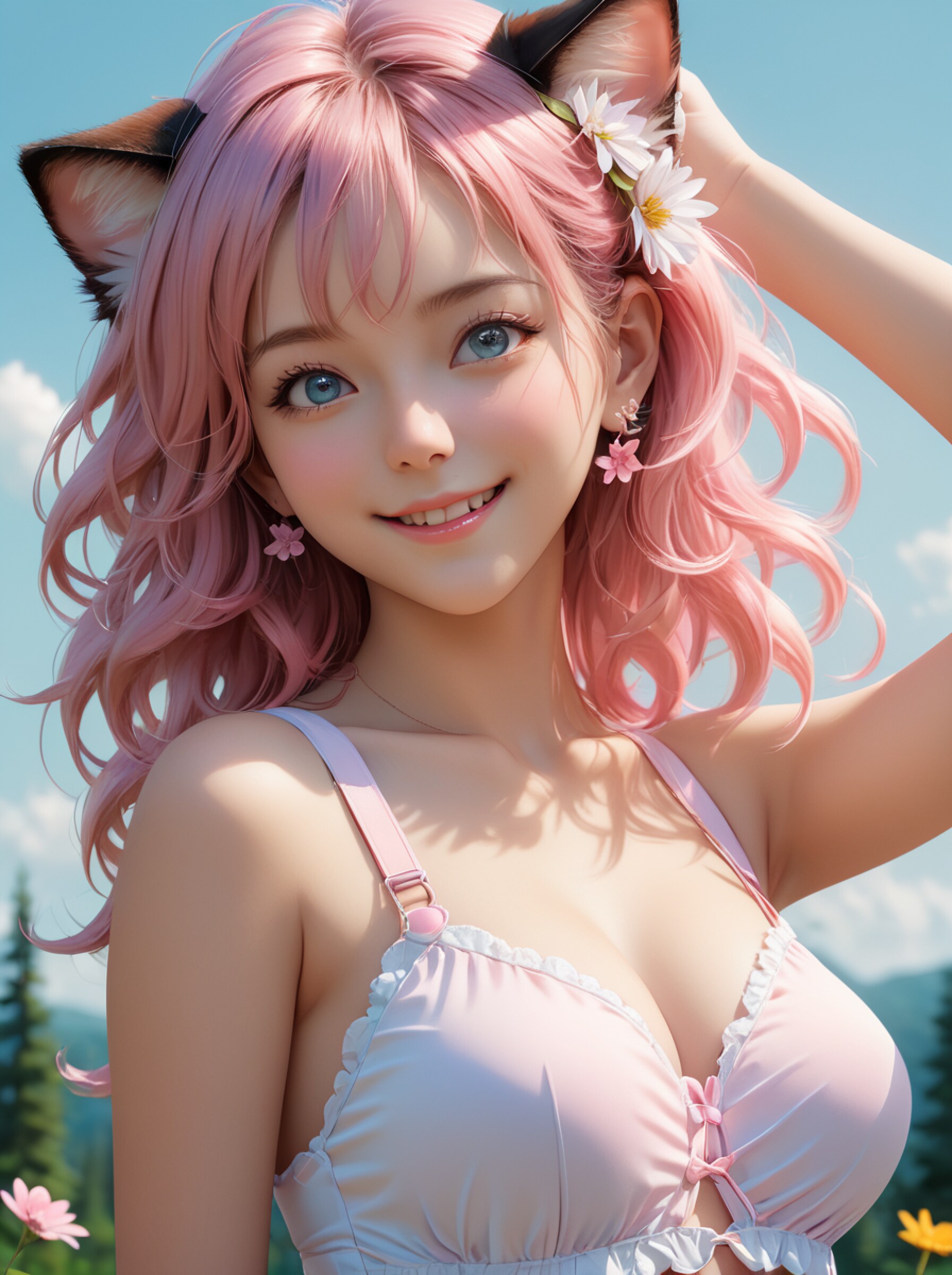 腋を見せて興奮させてくるピンク髪の猫耳アイドル「くんくんはだめにゃ(´ฅ•ω•ฅ｀)」