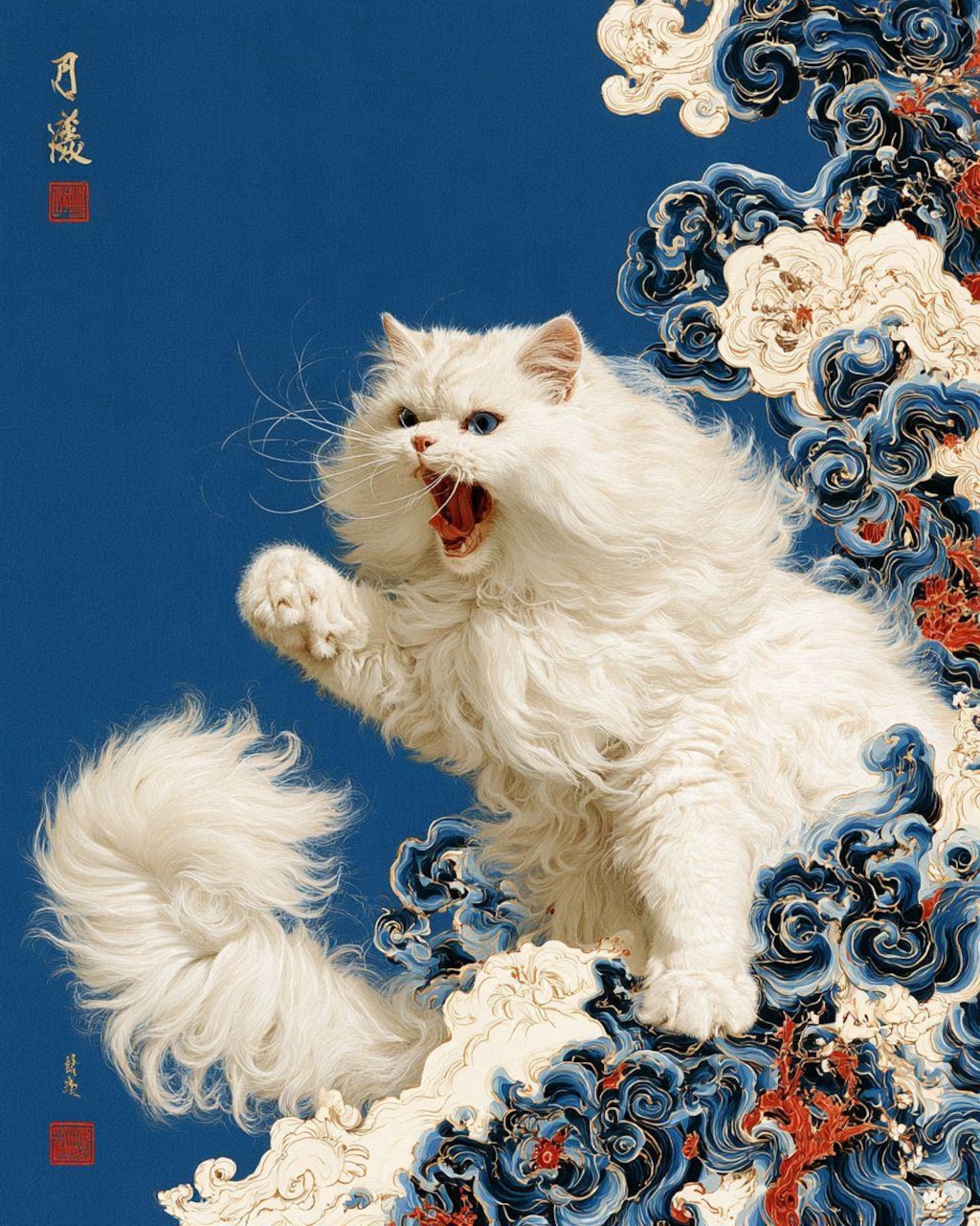 a huge cat, fighting pose,