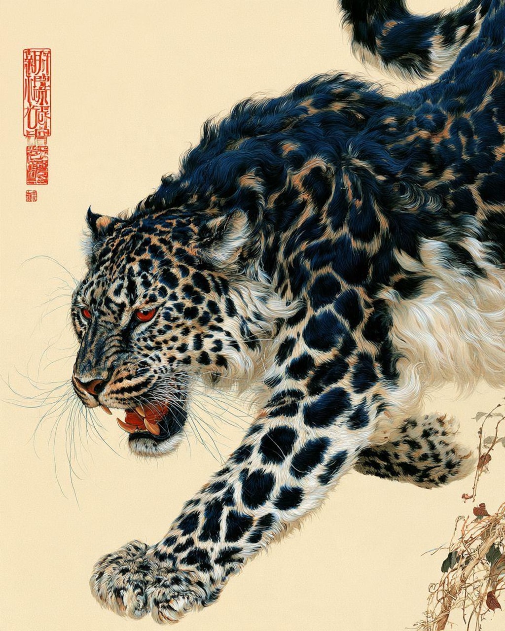 a huge cat, fighting pose,