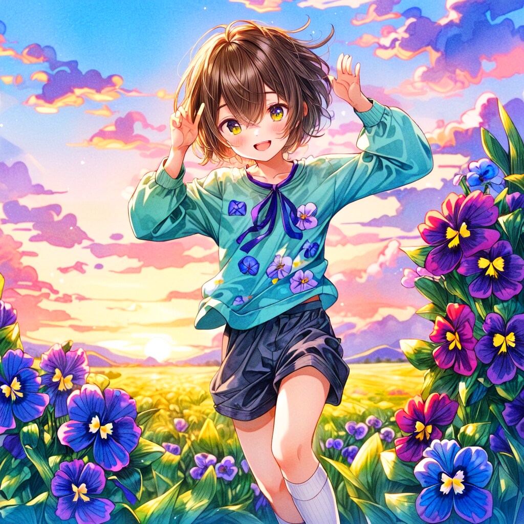 ハイソックスなブラウン髪の少年と、パンジー＊その1