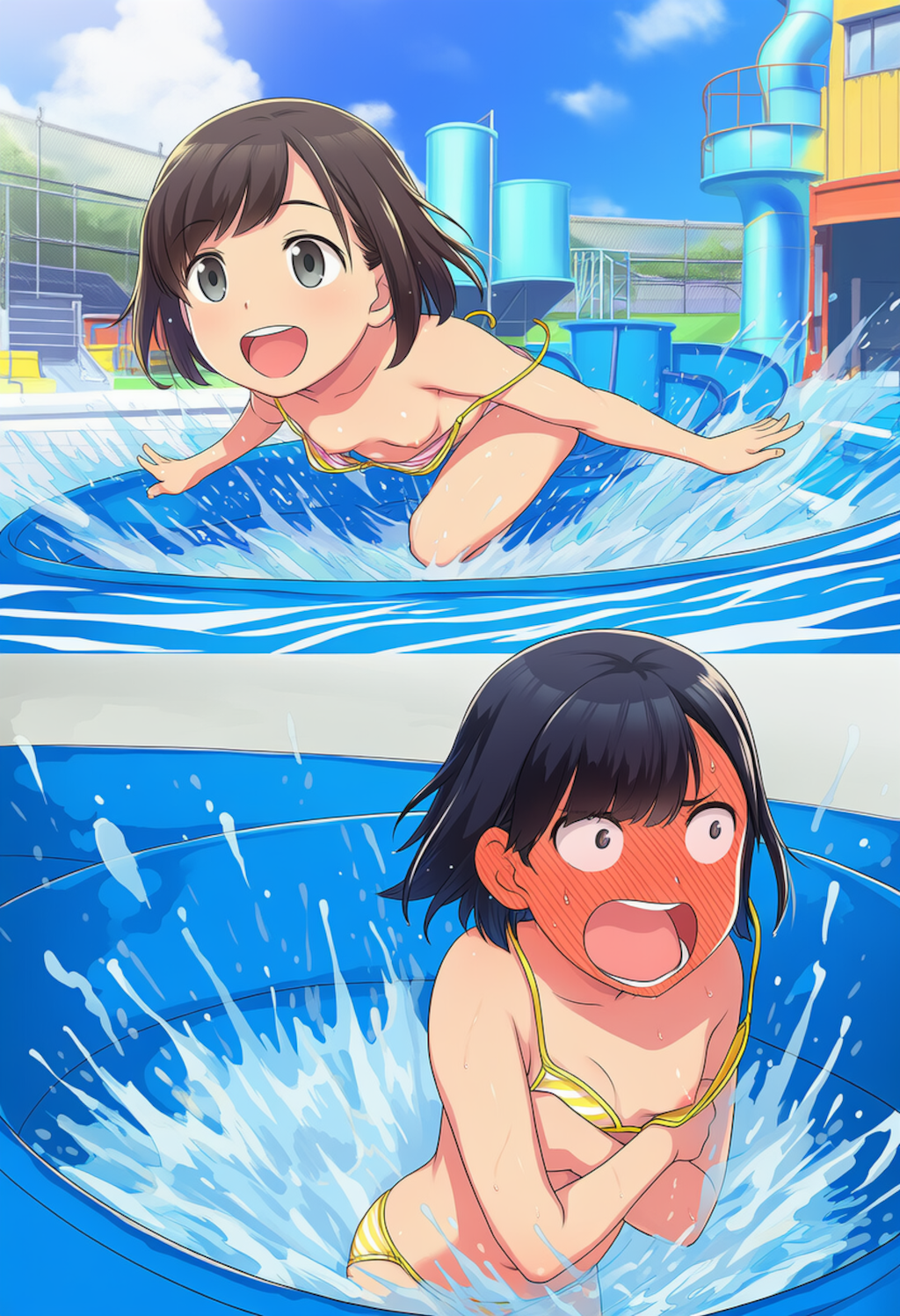 JSがウォータースライダーでポロリ